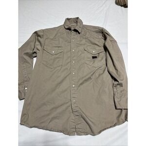 Titicaca Snap Front Flame Resistant Long Sleeve Work Shirt‎ Men's L Tan